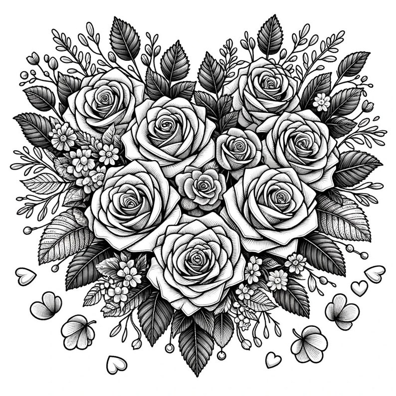 Love Valentine Coloring Book Romantic Adult Coloring Book PDF Valentine ...