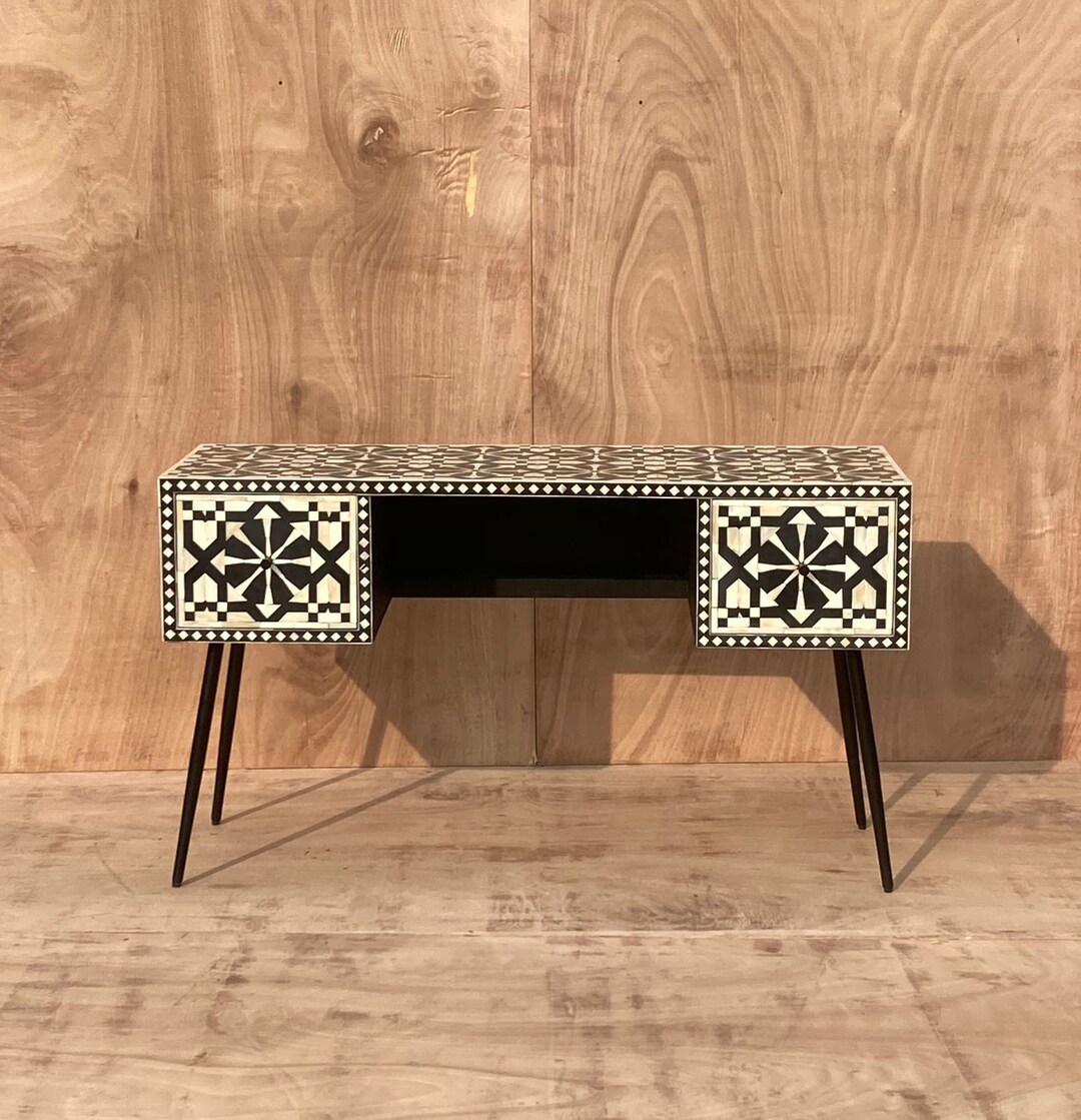 Bone Inlay Study Table Bone Inlay Moroccan Work Desk Bone - Etsy
