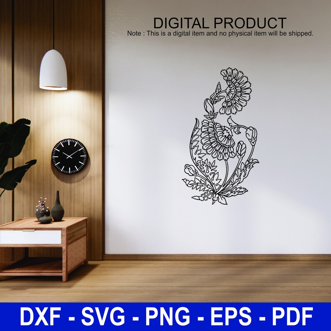Flowers Wall Art Svg,dxf, EPS,AI and PDF Files.plasma Cut File,wall Art ...