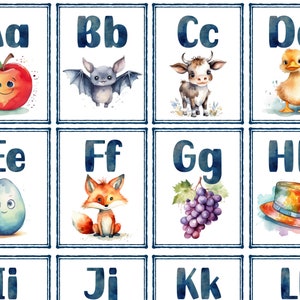 Decoración de aula con alfabeto bohemio en acuarela - Set imprimible para profesores de primaria - Decoraciones para la vuelta al cole - Descarga instantánea