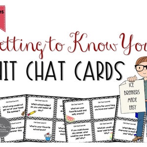 Tarjetas de chat para conocerte Chit: actividad de regreso a clases para estudiantes de secundaria