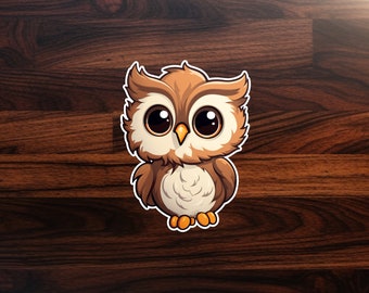 Cute Kawaii Owl Sticker, Adorable, Wise Friend, Charming Gaze, Cuteness, Wisdom, Animal love, Lovely, Bird, Big eyes, Cuteness