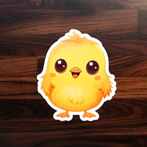 Etiqueta engomada del pollito del bebé de Kawaii: ¡Pequeña pelusa adorable que difunde alegría y ternura! Niños, Encantador, Gracioso, Little Fluff, Alegría, Ternura, Verano, Lindo