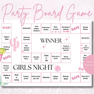 Drinking Board Games, Printable Girls Night Game, Instant Board Game, Adult Board Game, Bachelorette Party Game, Party Games for Girls Night