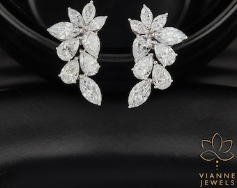 Marquise & Pear Cut Lab Grown Diamond Earrings, 5.33 TCW