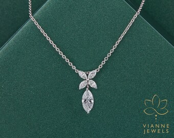 Marquise Cut Lab Grown Diamond Gold Pendant Necklace | Ethically Sourced Fine Jewelry for Her