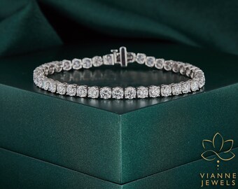 Rund geschnittenes, im Labor gewachsenes Diamant-Tennis-Armband | 10.10 TCW Goldschmuck