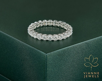 Moissanite Eternity Band, Sterling Silver Full Eternity Ring
