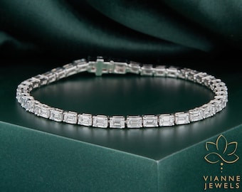 7.35 TCW Emerald Cut Lab-Grown Stone Gold Tennis Jewelry | Luxury Fine Accessory