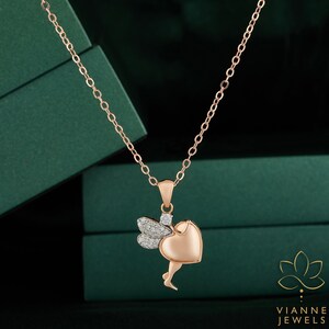 Elegant Radiance: 14K Gold Pendant with Round-Cut Lab-Grown Diamond - Perfect Valentine&#39;s Day Gift, Eco-Friendly Luxury Jewelry