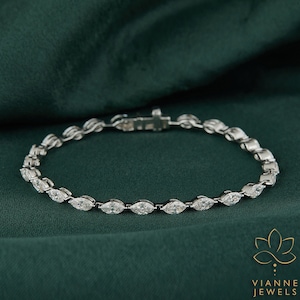Elegant 6.05 TCW Marquise Cut Lab-Grown Diamond Bracelet,wedding anniversary gifts ,eco-friendly, hand crafted jewelry.