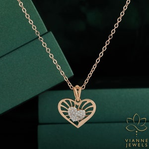 Valentine's Day Sparkle: Round-Cut Lab-Grown Diamond Gold Pendant - Eco-Friendly, Love-Inspired Jewelry for Her