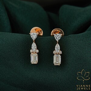 1.78 TCW Round, Trilliant, Marquise & Emerald Cut Lab Grown Diamond Gold Earrings - Sustainable, Ethical, Luxury Fine Jewelry Eco-friendly