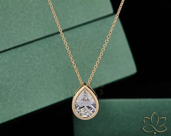 Colgante de diamantes cultivados en laboratorio Golden Tear de 2,06 TCW en forma de pera en oro amarillo de 14 quilates