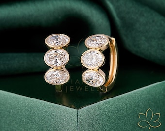 Oval Lab-Grown Diamond Stud Earrings in 14K Yellow Gold | 3.05 TCW Fine Jewelry