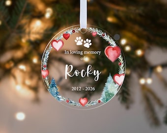 Personalised Pet Memorial Christmas Tree Decoration Ornament, Xmas Bauble Keepsake Gift, In memory of Dog, Cat