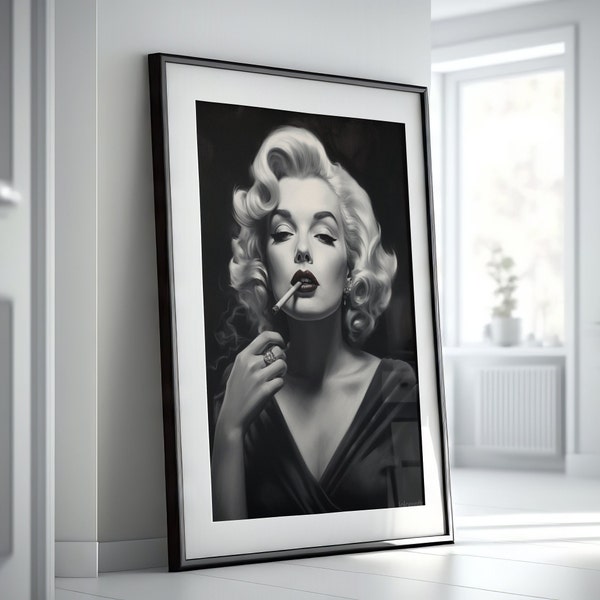 Marilyn Monroe Poster, Black And White, Marilyn Monroe Print, Fashion Photography, Old Hollywood Print, Printable Wall Art, Instant Download