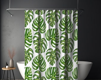 Green Shower Curtain Boho Shower Curtain Cute Shower Curtain Monstera Albo Monstera Thai Constellation Monstera Variegated Alocasia Monstera