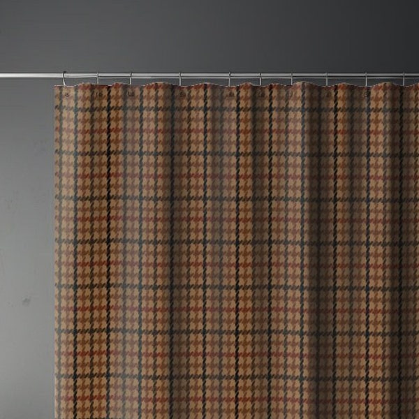 Brown Houndstooth Shower Curtain Retro Brown Shower Curtain Preppy Brown Shower Curtain Midcentury Shower Curtain Brown Retro Bathroom