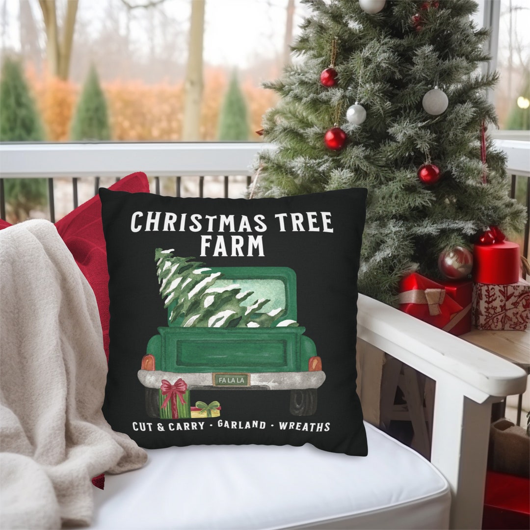 Green Vintage Outdoor Christmas Pillow Vintage Christmas Tree Etsy