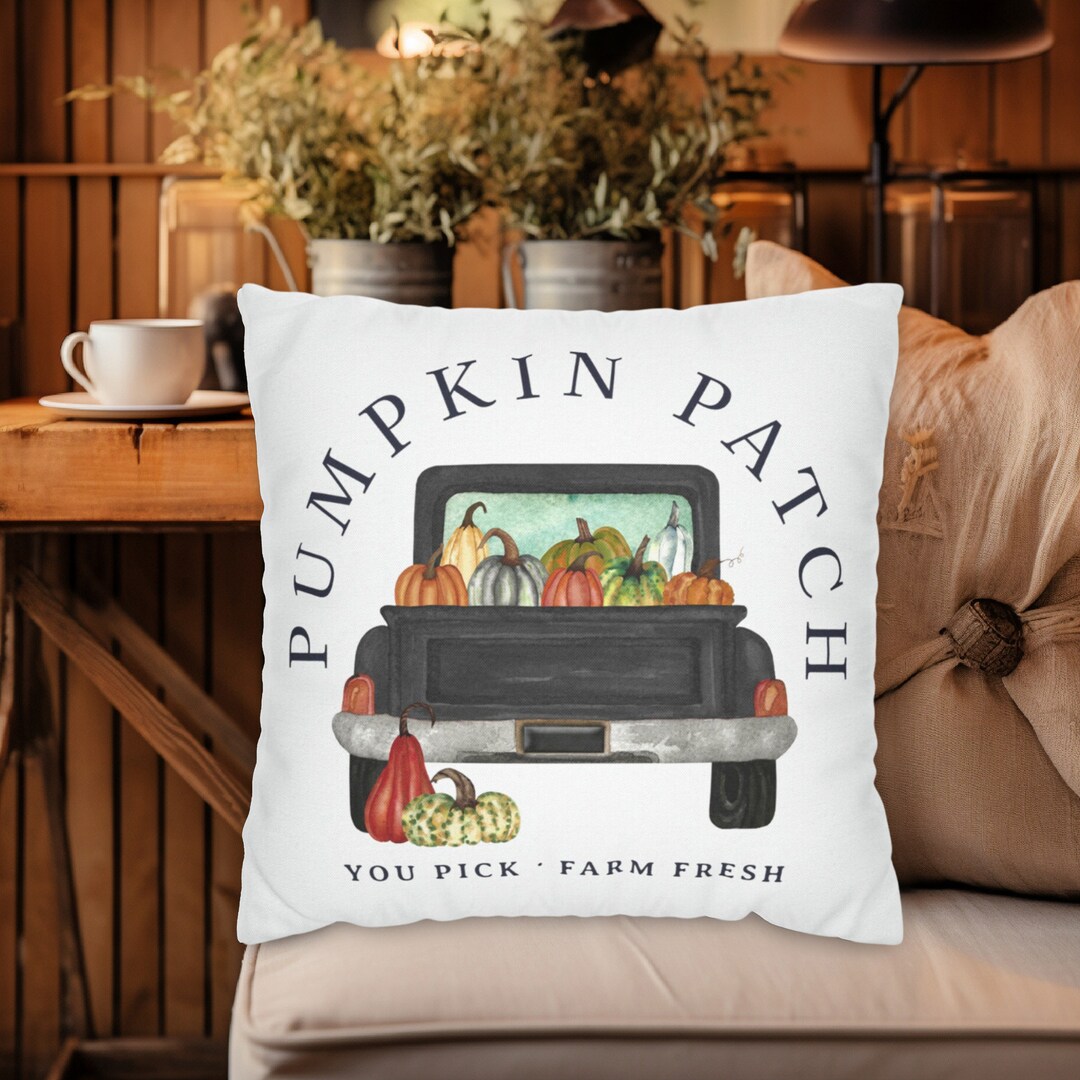Black Truck Pumpkin Throw Pillow Fall Old Black Truck Throw Etsy