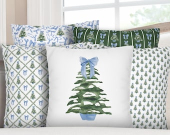 Light Blue Christmas Pillow Cover | Blue Coquette Christmas Pillow | French Blue Christmas Decor for Girls Room | Matching Christmas Pillows
