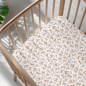 Beige Bow Crib Sheet Beige Coquette Crib Sheet Beige Bow Nursery Coquette Nursery Beige Crib Sheet Beige Mini Crib Sheet Beige Bassinet