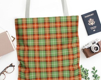 Orange Tartan Plaid Tote Bag Plaid Preppy Book Bag Plaid Retro Tote Bag Y2K Book Bag Retro Plaid Tote Bag Goth Pop Book Bag Retro Plaid