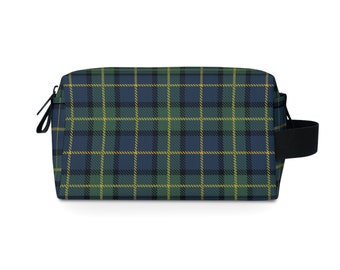 Green Tartan Makeup Bag Plaid Custom Makeup Bag Preppy Makeup Bag Vintage Plaid Makeup Bag Old Money Makeup Bag Grunge Toiletry Bag for Men