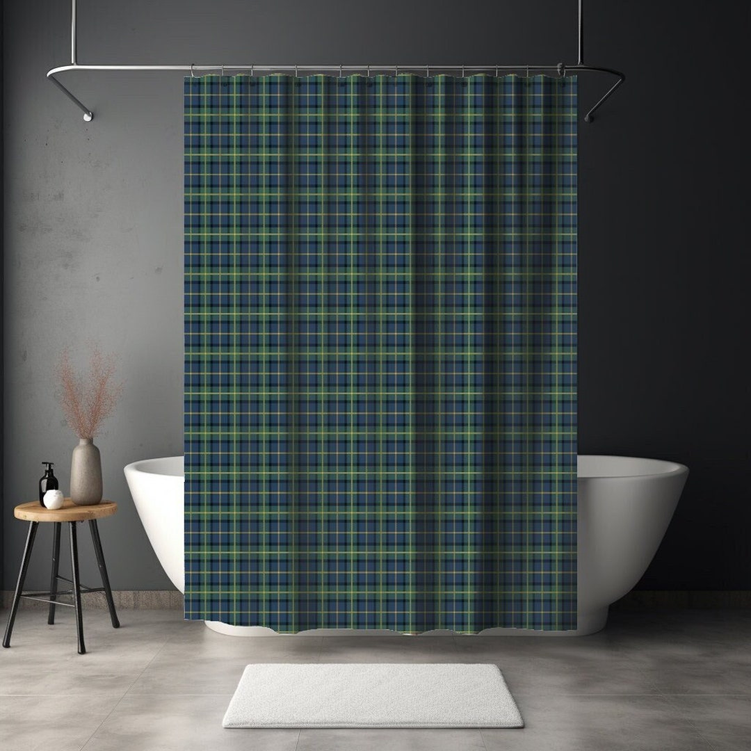 Green Tartan Plaid Shower Curtain Green Plaid Shower Curtain Scotch ...