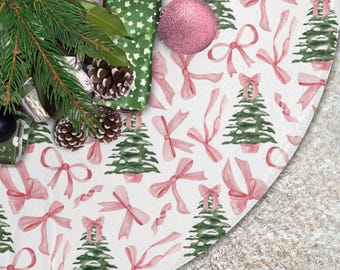 Christmas Tree Skirt Pink Holiday Tree Skirt Pink Christmas Tree Skirt Coquette Christmas Tree Skirt Pink Bows Christmas Tree Skirts Holiday