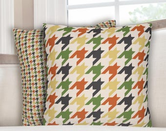Houndstooth Pillow Retro Houndstooth Pillow Retro Mid Century Mod Pillow Houndstooth like Paul's Sofa Pillow Houndstooth Orange and Green