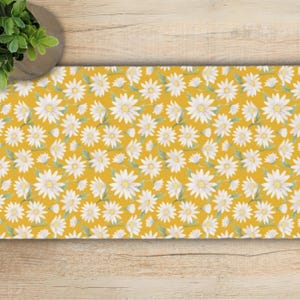 Yellow Daisy Table Runner Yellow Floral Tablecloth Neutral Baby Shower Yellow Floral Bridal Shower Yellow Easter Tablecloth Yellow Boho