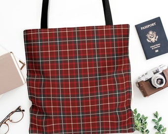 Red Tartan Plaid Tote Bag Red Plaid Preppy Tote Bag Red Plaid Book Bag Goth Pop Tote Bag Old Money Aesthetic Tote Bag for Christmas Plaid