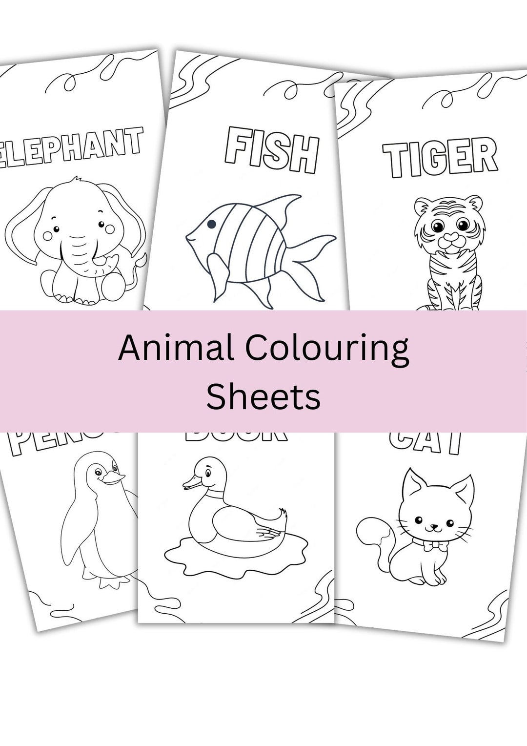 Printable Animal Colouring Sheets Printable Cute Animal - Etsy