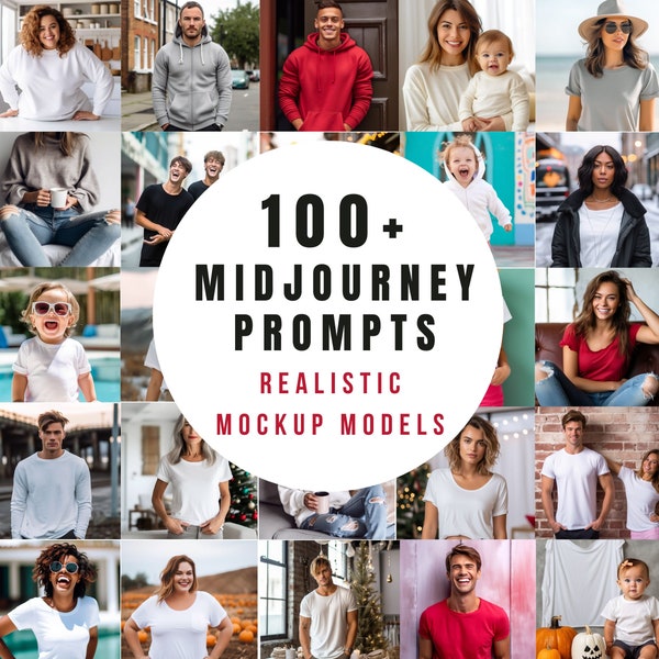 100+ Midjourney Prompt bundle Mockup Models, Professional Shirt Mockup Midjourney 2023, Best Midjourney Prompts, AI Mockups, Shirt Prompts