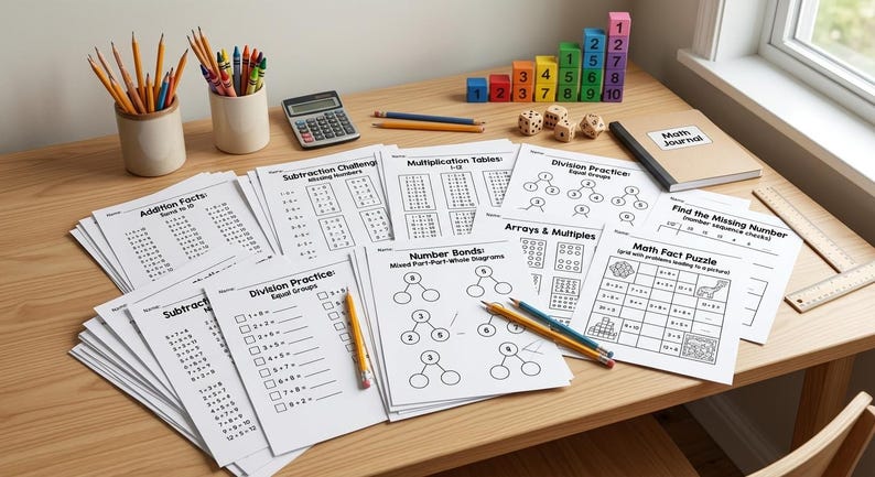 110+ Math Fact Fluency Worksheets | Addition Subtraction Multiplication ...