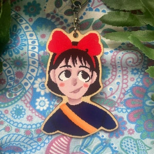 Kiki&#39;s Delivery Service Keychain: Synthetic Wooden Charm