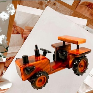 Buy Handcrafted Wooden Tractor Toy – Vintage Farm Vehicle Model for Kids & Decor Wooden Tractor Model – Rustic Handmade Toy for Kids