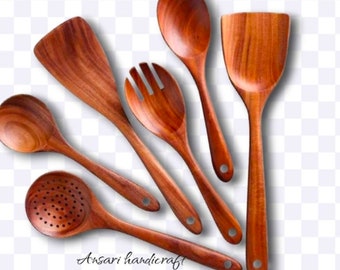 Wooden Spoon Cooking Kitchen Utensils - Wooden Spatula Wooden Utensils for Cooking Natural