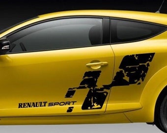 Ensemble d'autocollants de voiture Renault Sport des deux côtés, autocollants de porte, rayures de course | Côté de décoration de sol Auto Sport pour voitures universelles Renault