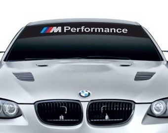 2 modèles BMW Performance pare-brise Sunstrip avec logo autocollant bannière décalcomanie rallye fenêtre graphique | Kit de décoration d'emblème de sport automobile