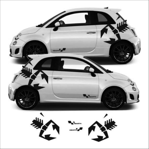 Adesivi Decorativi Per Fiat Abarth 500/595 - Strisce Laterali In Vinile Nero - Foto 8