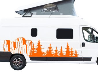 Auto Aufkleber Kompass & Berg Wald Design - 100x42cm Vinyl Dekor Für SUV, Jeep & Wohnmobile