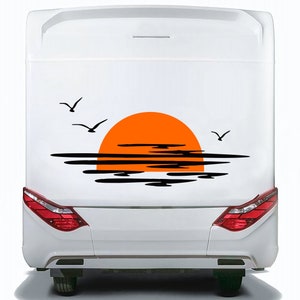 Kit Caravan Sunset among clouds and birds | Decals set for Camper Van or Caravan Car Decoration Decals | Motorhome Adhesive Decor Set