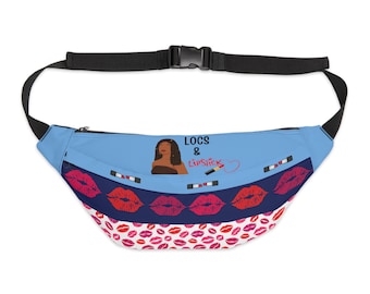 Locs and Lipstick Large Fanny Pack (Dual Tone Blue)