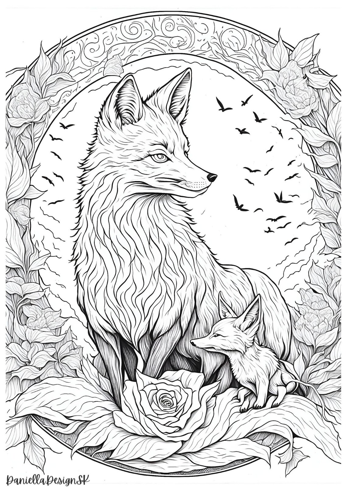 Fox Coloring Pages for Adult Fox Printables Cute Fox - Etsy