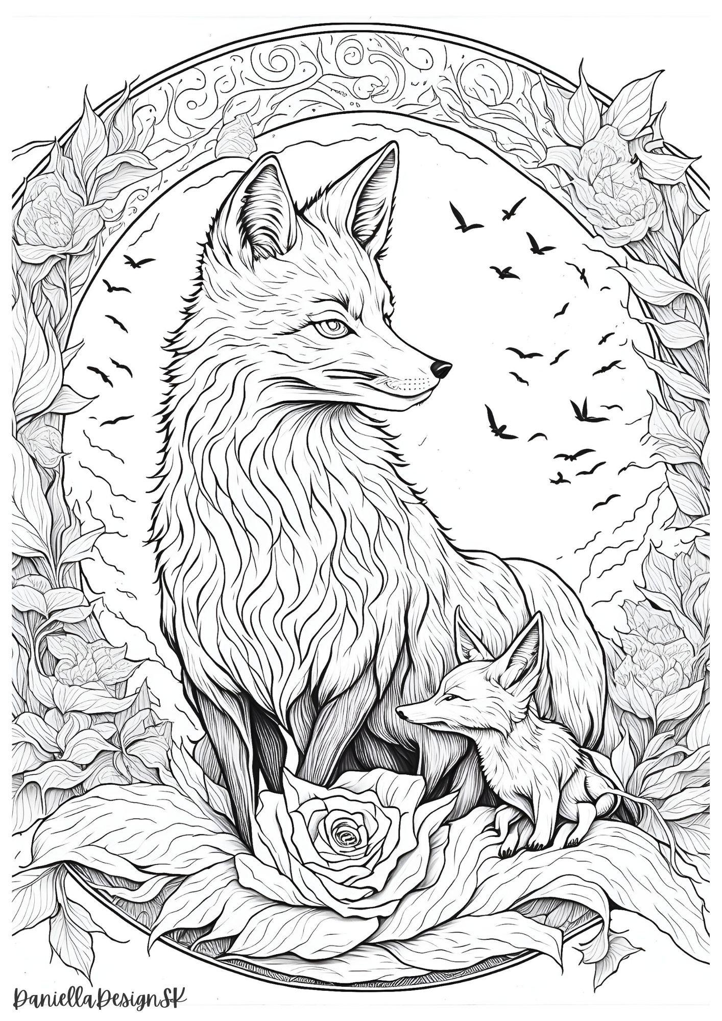 Fox Coloring Pages for Adult Fox Printables Cute Fox - Etsy