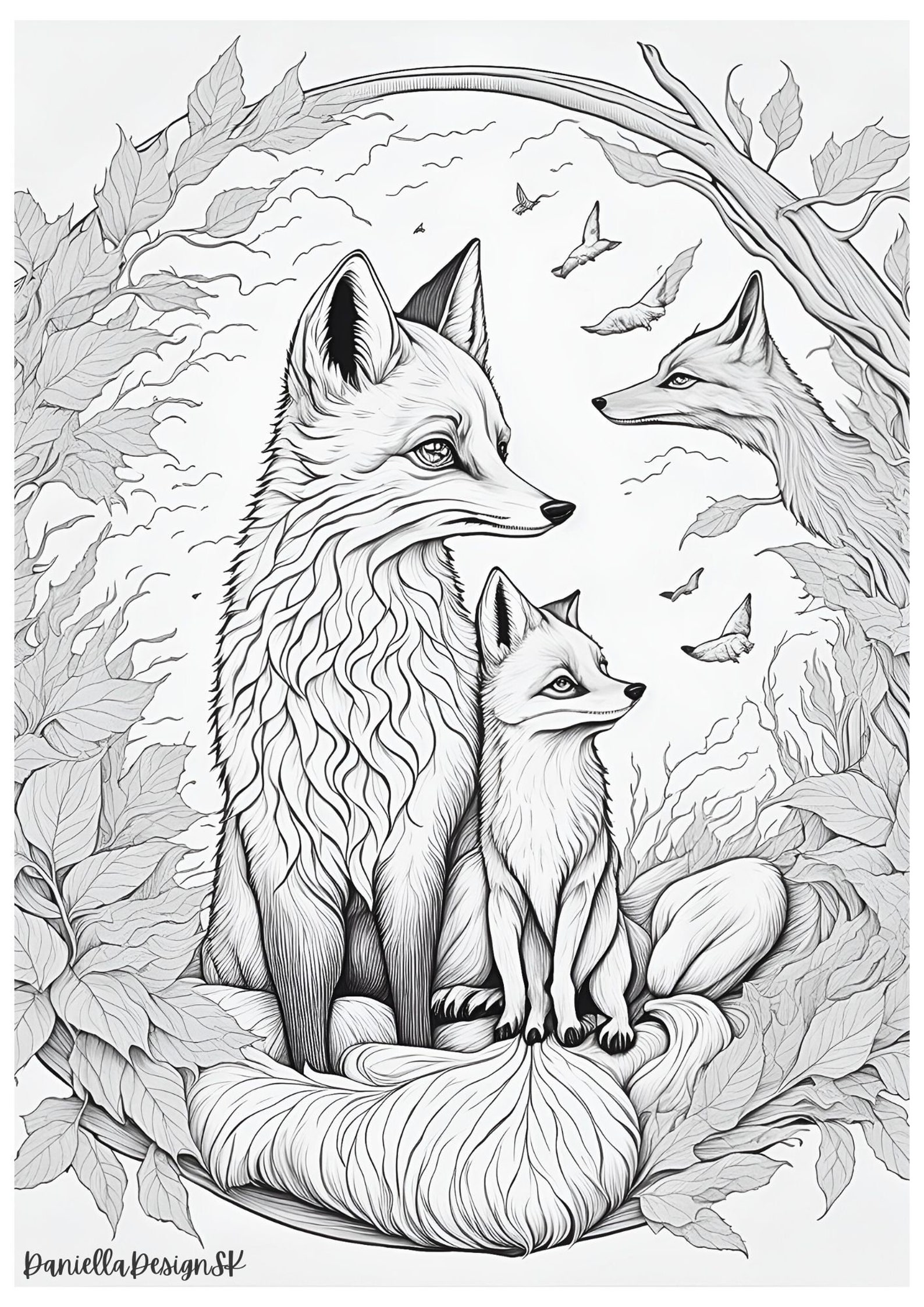 Fox Coloring Pages for Adult Fox Printables Cute Fox - Etsy