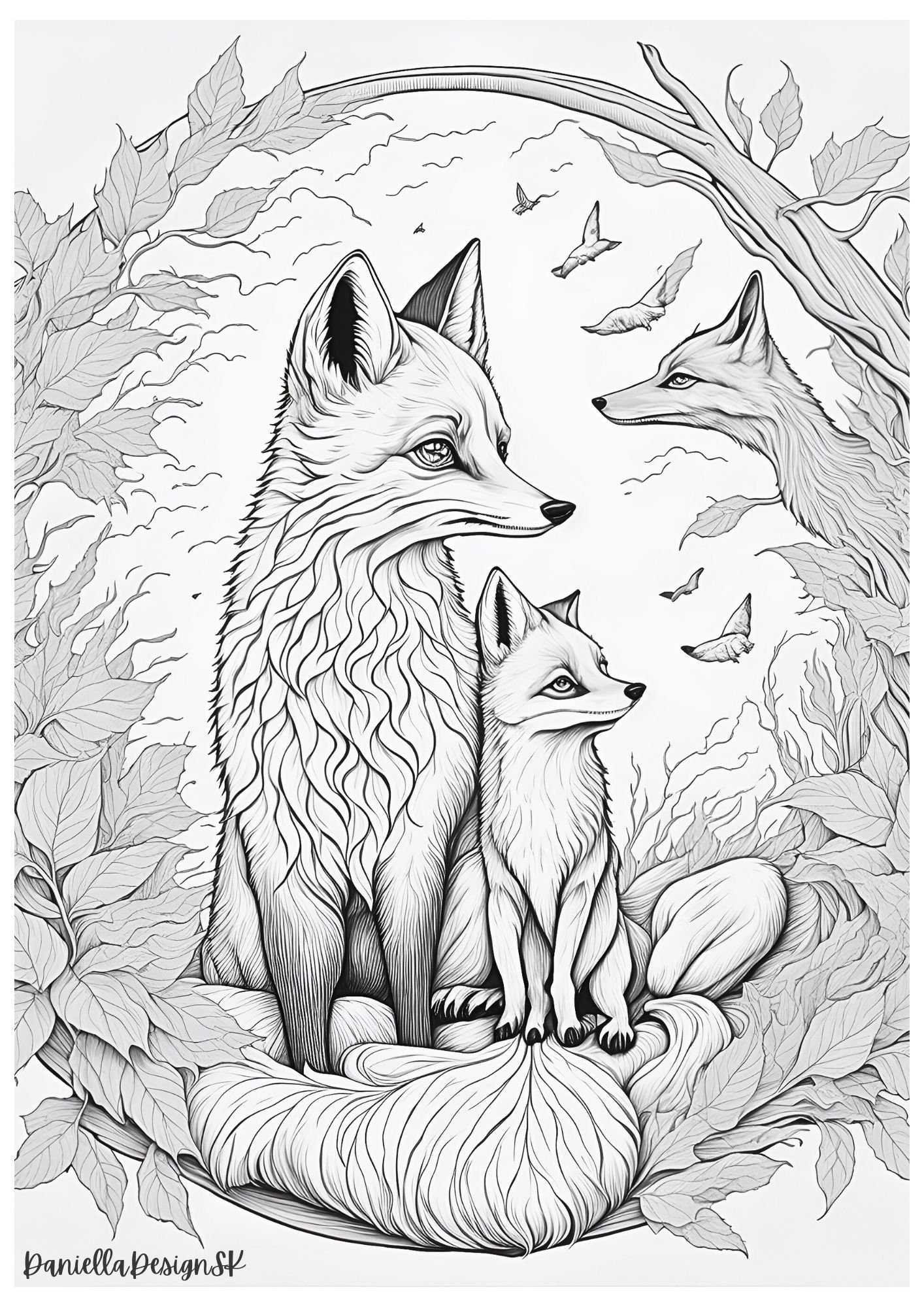 Fox Coloring Pages for Adult Fox Printables Cute Fox - Etsy